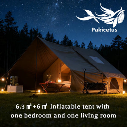 Tente de camping gonflable PAKICETUS pour 4 à 8 personnes avec fenêtres, tente de camping portable résistante à l'eau