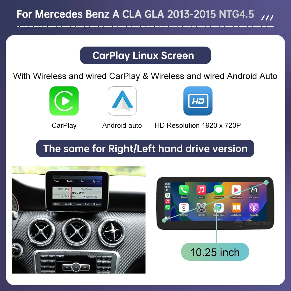 Écran tactile pour Mercedes Benz classe A W176 CLA GLA classe B W246 NTG4.5 GPS multimédia avec lecteur de voiture Carplay Android Auto