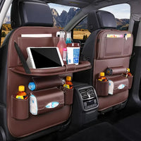 Organisateur de dossier de siège de voiture avec plateau de Table pliable, organisateur de rangement en cuir PU avec poches, tapis de coup de pied, accessoires d'intérieur de siège