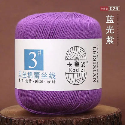 Fils de dentelle en coton mercerisé, fils de dentelle au crochet, broderie à la main, artisanat d'art, couvertures de bricolage, écharpe et pull, taille 3, # 100%