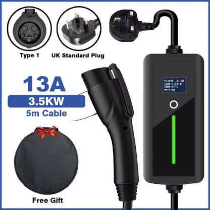 LONLINK-Chargeur de voiture électrique portable, prise britannique, câble de charge de 3,5 kW à type 2, GBT, type 1, 13A, 240V, 5m