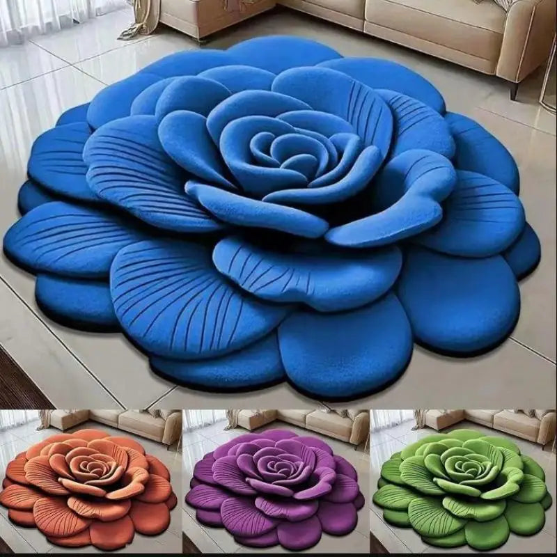Tapis de sol en forme de fleur, tapis de sol en forme de pivoine souple, durable, 40x40cm/60x60cm, antidérapant, absorbant, pour salle de bain, salon
