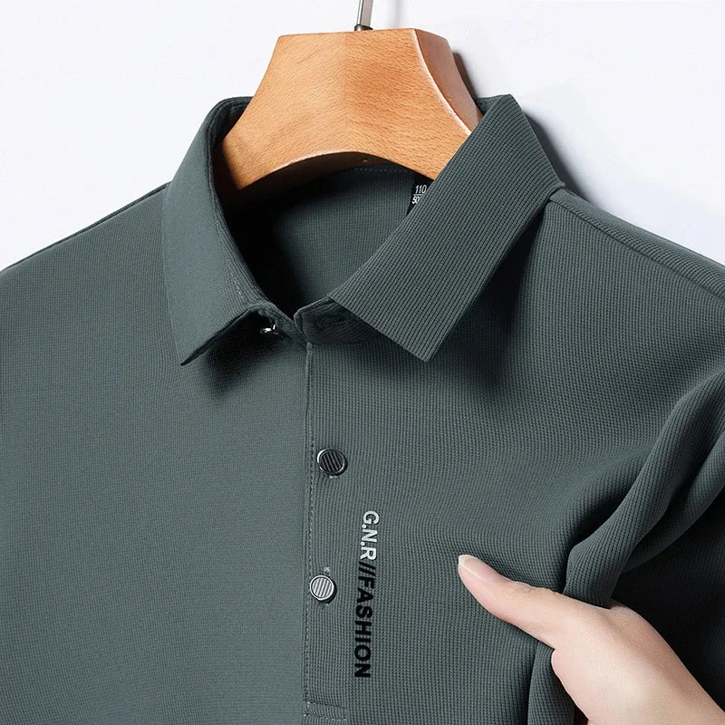 Polo à manches courtes pour hommes, couleur unie, respirant, confortable, élastique, nouvel arrivage, Style Business décontracté