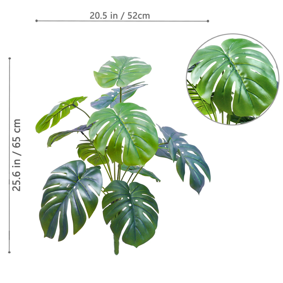 ورقة Monstera اصطناعية بلاستيكية، نبات مزيف للزينة بوعاء، مناسبة لديكور المنزل، 60-100 سم