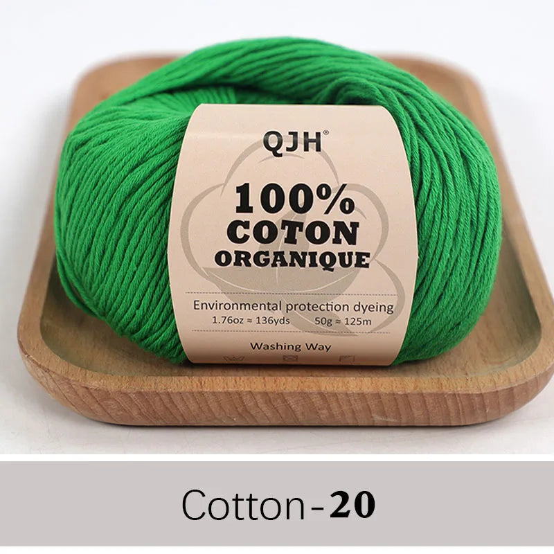 QJH 100% fil de coton, fil de poids de Sport pour bébé en coton, fil Amigurumi, fil doux d'été, fil au Crochet/à tricoter-6 pièces