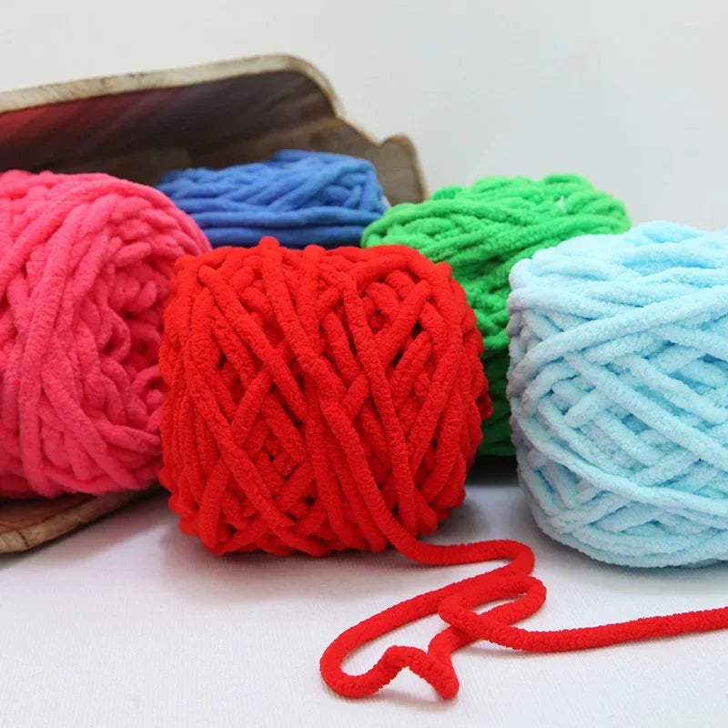 Fil à tricoter Chenille 100g/boule, ligne de bande de glace douce, fil de coton, fil de laine pour bricolage, écharpe à tricoter à la main, laine épaisse, vente en gros