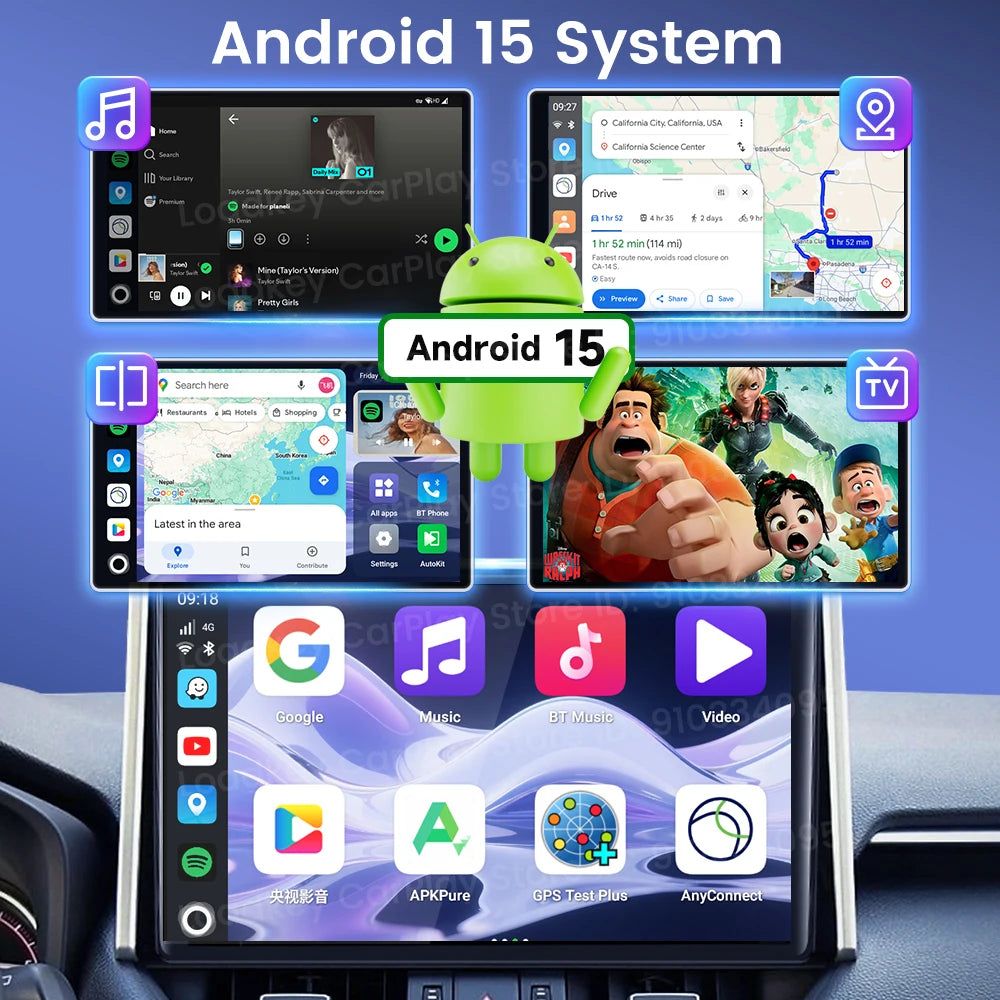 CarlinKit 3 en 1 Android 15 CarPlay Ai Box adaptateur sans fil Android Auto Qualcomm SM6350 128GB 8 cœurs pour Youtube Netflix FOTA