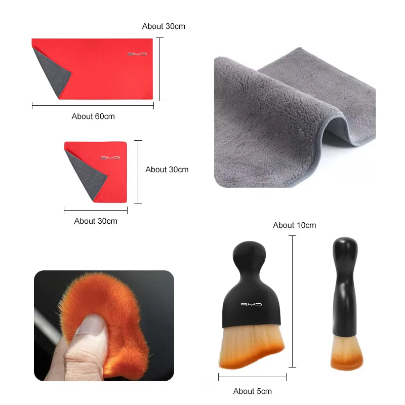 Serviette de lavage de voiture en microfibre et daim, chiffon propre pour BYD Tang F3 E6 Atto Yuan Plus Song Max G3, brosse de nettoyage intérieur, accessoires d'outils