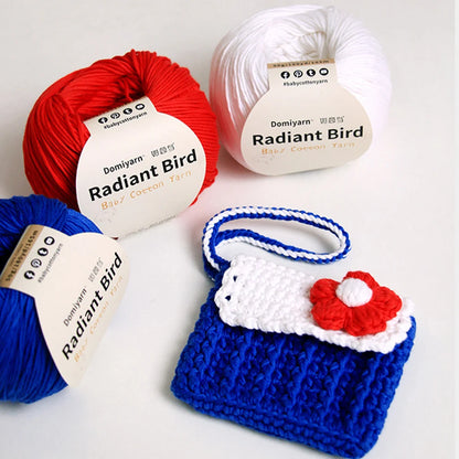 Fil de coton pur 100% biologique, fil pour bébé 50g pour tricoter, crochet et artisanat, crochet tissé à la main, pull, chapeau, fil d'écharpe