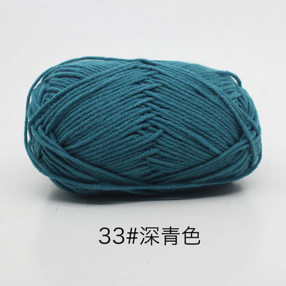 40-50 جم/المجموعة خيوط قطنية حليبية 4 طبقات (80%) للحياكة، صبغة لانا لعمل الكروشيه اليدوي، سترة قبعة دمى بسعر منخفض