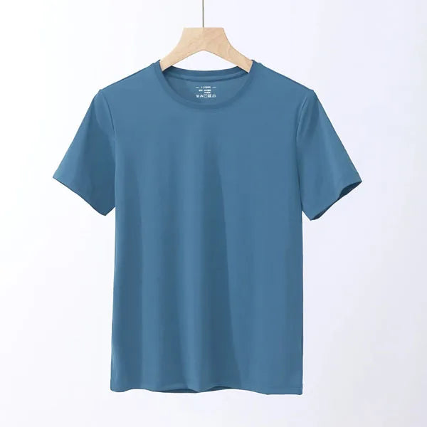 T-Shirt en Fibre de Bambou pour Homme, Confortable, Respirant, Col Ras du Cou, Slim, Manches Courtes, Solide, Décontracté, Été, Lot de 5