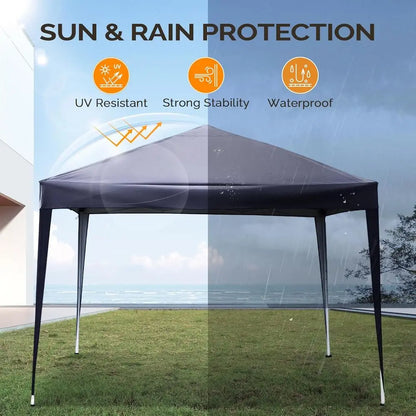 Tente pliante 10x10, portable pour extérieur, camping, patio, fêtes, gazebo EZ Up avec sac de transport (gris)