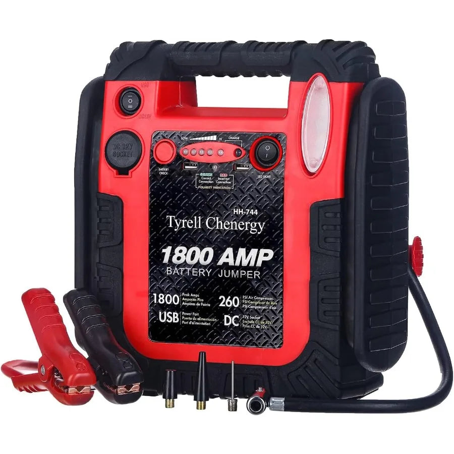 Démarreur de saut de batterie de voiture 1800A, avec compresseur d'air, 20000mAh, 12V, Booster de batterie au plomb automatique pour véhicule d'urgence, nouvelle mise à niveau