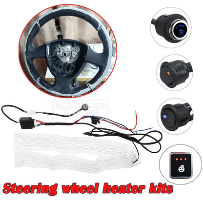 Kits de chauffage de volant de voiture en tissu floqué 12V, 4 interrupteurs, coussinets thermiques universels pour voiture, housses de volant chauffantes 60x9cm pour voitures