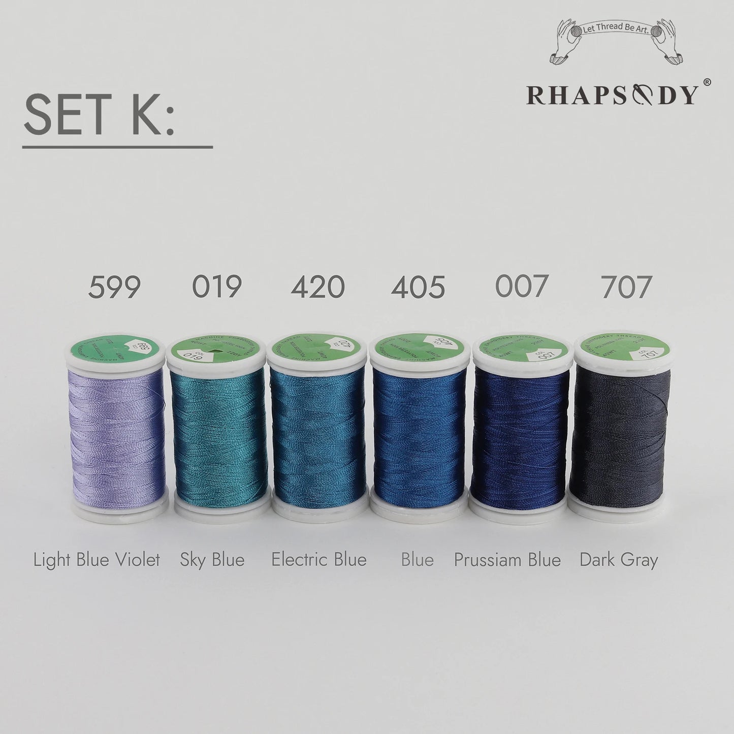 Rhapsody 6/60 ensemble de couleurs frère fil à broder en Polyester de qualité supérieure 200M (220Y) chaque bobine frère Babylock Janome Singer Hom