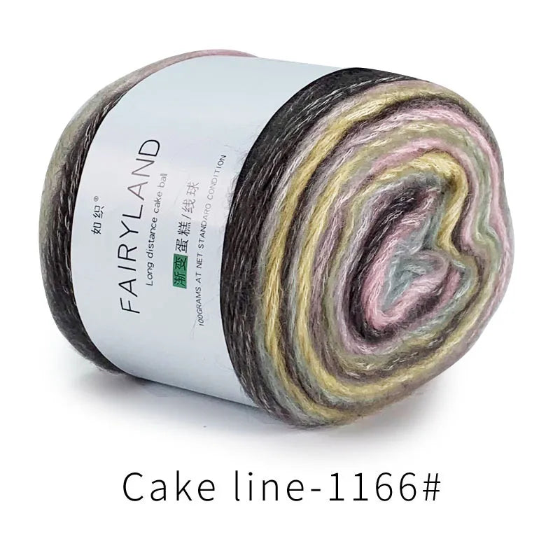 Fil à gâteau dégradé pour tricoter à la main, fil coloré au Crochet, Section moyenne et épaisse, fil arc-en-ciel en laine de coton teint, 100 g/pièce