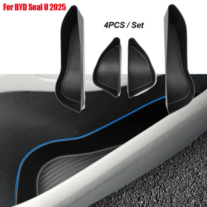 Boîte de rangement pour poignée de porte de voiture BYD Seal U Song Plus Dm-i Ev 2025, support de conteneur, plateau avant et arrière, ensemble de 4 pièces d'accessoires de voiture
