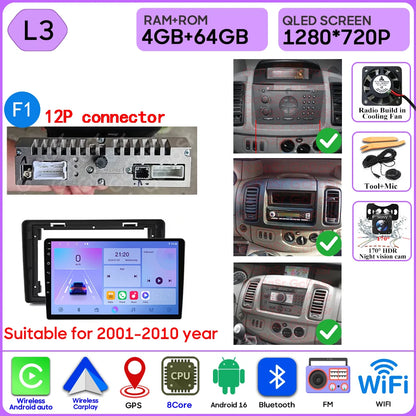 Autoradio Android 16 pour Renault Trafic 2 pour Opel Vivaro A pour Nissan primastar 2001 - 2014 GPS Navigation Carplay Android Auto
