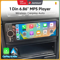 Junsun 6.86 ''1 Din autoradio Bluetooth sans fil pour Apple Carplay Android Auto FM MP5 lecteur Radio universel IPS écran tactile