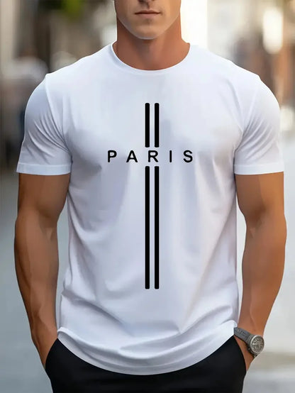 Mode hommes simple couleur unie imprimé à manches courtes été hauts rue mode col rond T-shirt hommes T-shirt ample