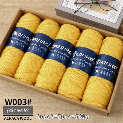 Fil de laine d'alpaga 500g, fil grossier, tissé à la main pour fabriquer des pulls chauds et à la mode, coupe-vent, vestes, foulards, chapeaux, fils
