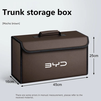 Boîte de rangement de coffre de voiture adaptée pour BYD DOLPHIN ATTO2 ATTO3 SEAL U 6 SEALION 7 2025, sac de rangement en cuir, boîte à outils de coffre de voiture, accessoires