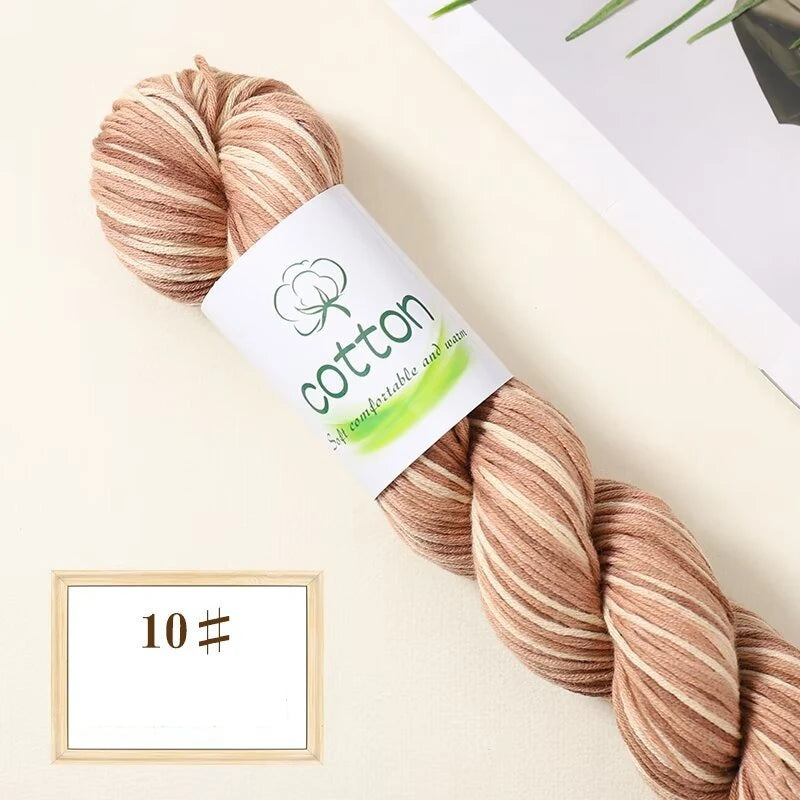 Fil dégradé 100% coton teint à la main 2mm 50g pour tricot, crochet, écharpe et pull DIY
