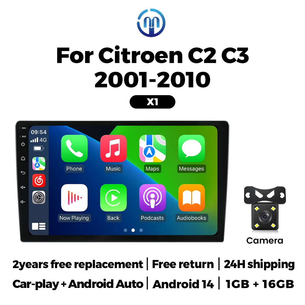 2025 nouvelle autoradio Carplay Android Auto pour citroën C2 C3 2001 2002 2003 - 2010 lecteur multimédia de voiture avec cadre GPS RDS stéréo carplay sans fil systèmes intelligents auto carplay voiture autoradio