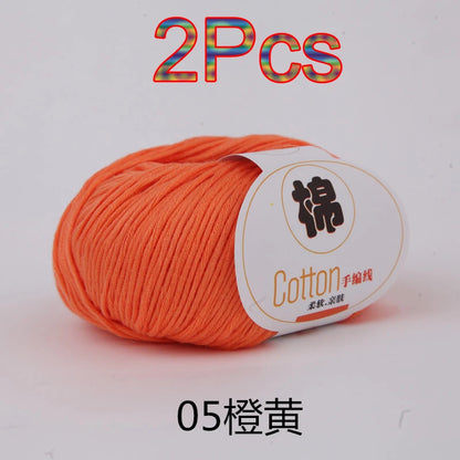 Fil à tricoter doux 100% coton, 2 pièces, fil au Crochet pour tricot, pull, couverture, gants, chapeau, écharpe, crochet, sac amigurumi, pantoufle