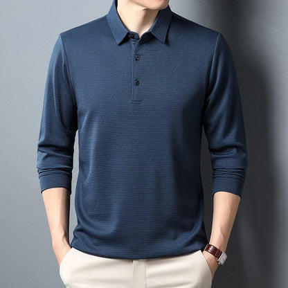 Chemise à manches longues pour hommes, Polo décontracté, couleur unie, à la mode, respirant, confortable, polyvalent, nouvelle collection
