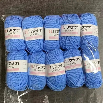 خيوط قطن ممزوجة باللبن، 250 جم، 10 قطع/العبوة، خيوط حياكة، ديكور منزلي، كروشيه، عبوة مجمعة