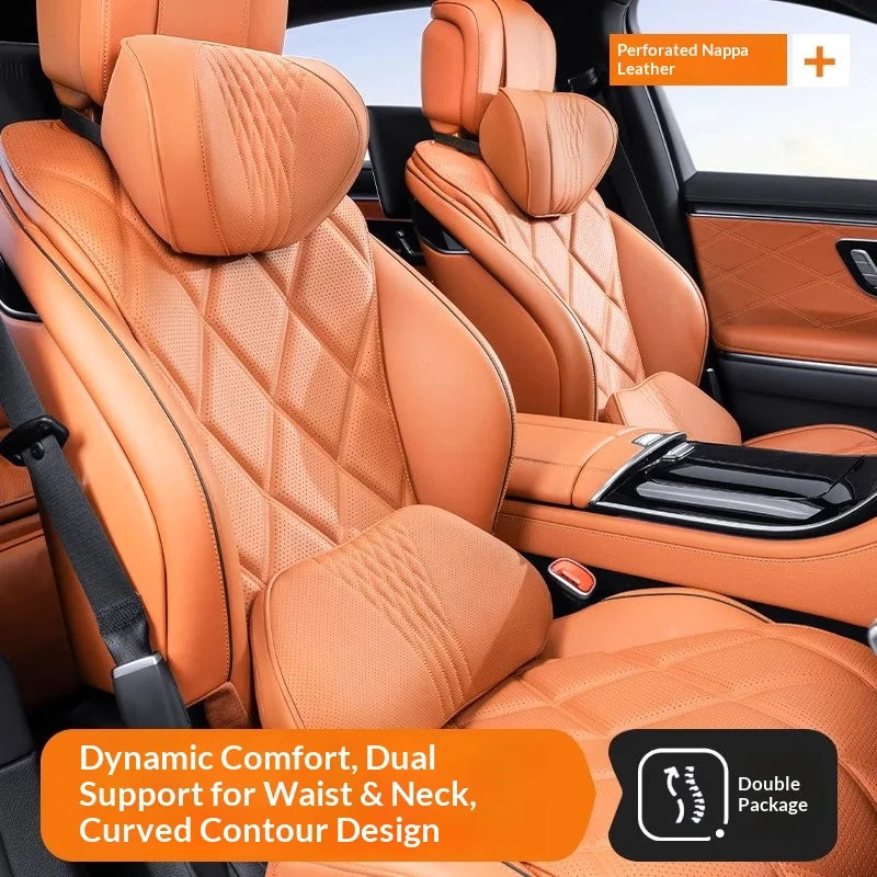 Coussin de nuque et de soutien lombaire pour voiture, universel toutes saisons, coussin lombaire respirant avec contour ergonomique pour la taille