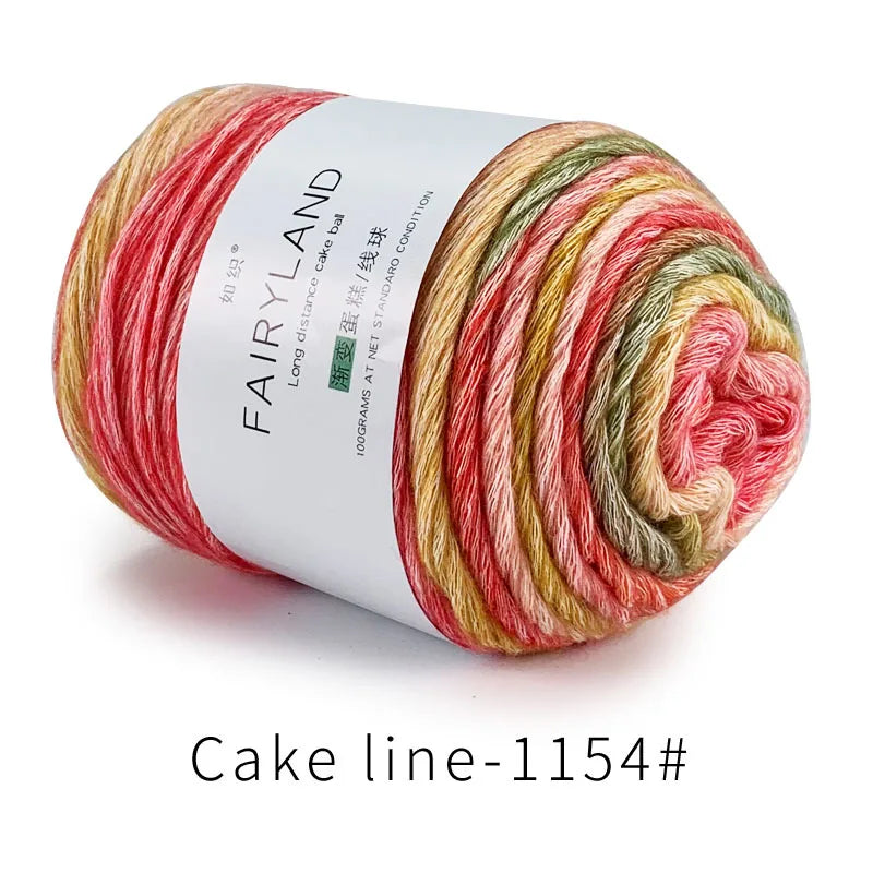Fil à gâteau dégradé pour tricoter à la main, fil coloré au Crochet, Section moyenne et épaisse, fil arc-en-ciel en laine de coton teint, 100 g/pièce