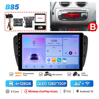 Pour Seat Ibiza 2012 2013 2014 2015 Android Auto Carplay Radio voiture lecteur vidéo multimédia GPS Navigation QLED écran tactile 4G
