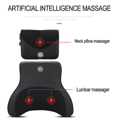 Coussin de cou de massage de vibration de voiture, support lombaire intelligent électrique, coussin de dos de repos de sauna de siège de voiture de voyage