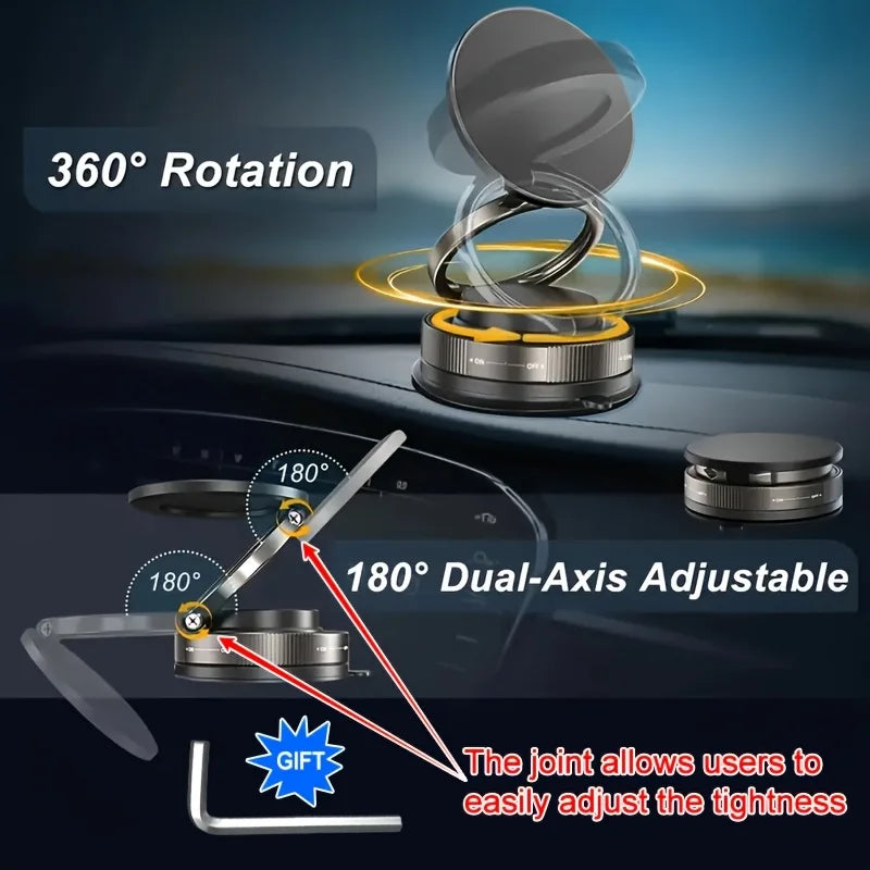 360 °   Support de téléphone magnétique sous vide réglable, ventouse pliable améliorée, support de téléphone pour tableau de bord de voiture, pare-brise, support de Smartphone