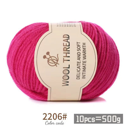 500g 290 Fil de laine d'alpaga peigné moyennement grossier, kit de matériel de tricot fait à la main chaud et à la mode pour l'automne et l'hiver, plusieurs couleurs de boules de fil pour fabriquer des pulls, des foulards