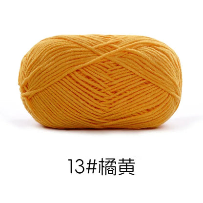 Pelote de Fil de Coton de Lait Peigné à 4 Brins, Laine Douce pour Crocheter et Tisser à la Main, 50g Chacun. 120M)