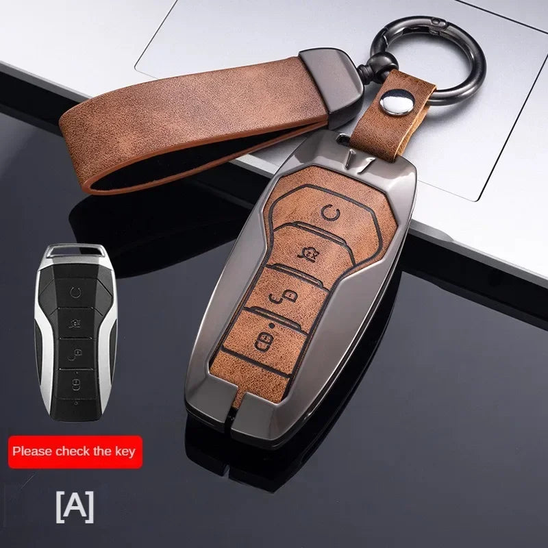 Étui pour clé pour BYD Song Plus Atto 3 Han EV Tang DM Qin joint dauphin cuir métal porte-clés à distance porte-clés accessoires de voiture