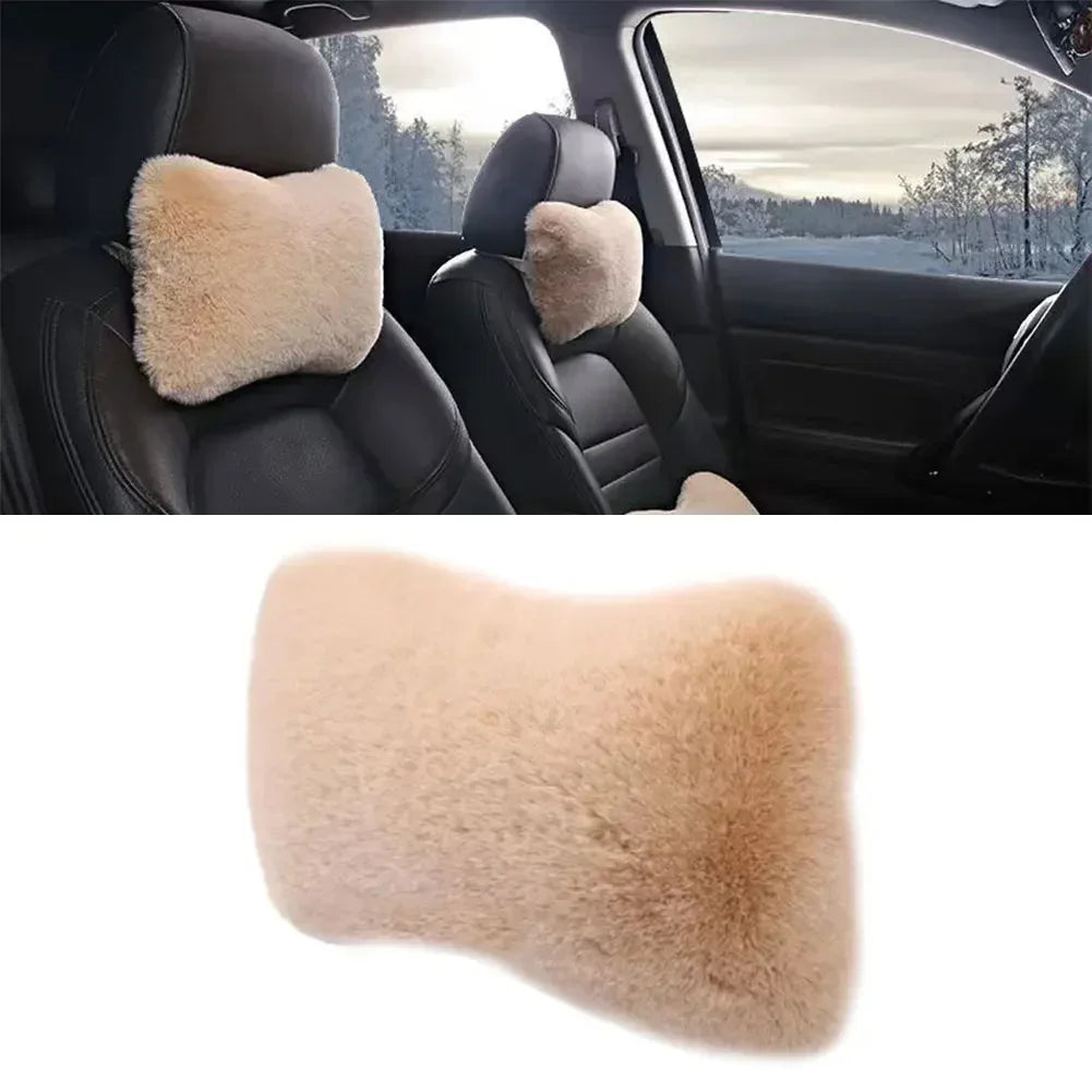 Appui-tête de cou de voiture d'hiver, oreiller doux pour siège de voiture, oreiller respirant en peluche, Support de tête et de cou, oreiller de sommeil, accessoires de voiture