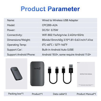 CarlinKit-Adaptateur sans fil Android Auto, Smart Ai Box, Plug matchs Play, Bluetooth, WiFi, Auto allergique pour filaire, Android Auto Cars, 2026