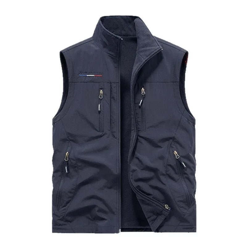 Gilet en polaire d'extérieur pour hommes, pull en polaire brossé, veste épaisse, vêtements Double face, automne et hiver 2025
