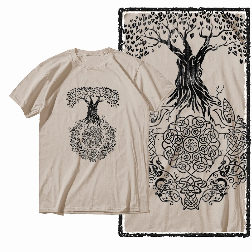 Coolmind MAX yggdrasil printed Exclusive graphic men T shirt 100% cotton big size streetwear men tshirt cool t-shirt tee shirts