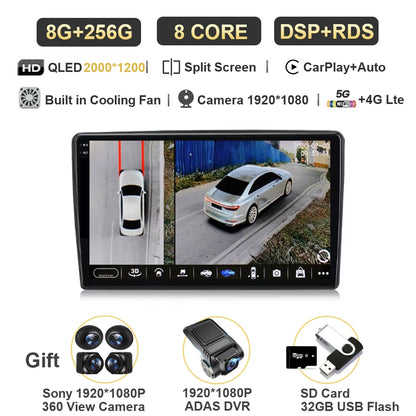 Autoradio Android 15 Carplay pour citroën C5 2 2008 2009 - 2017, lecteur multimédia GPS de Navigation, WiFi + 4G stéréo, vidéo DSP automatique BT
