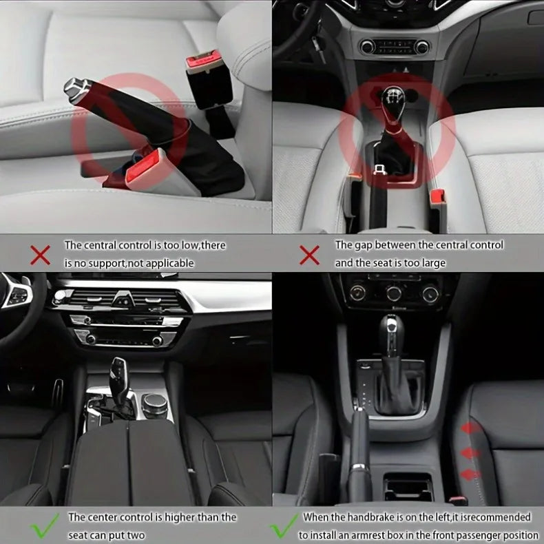 Boîte d'accoudoir de voiture universelle, Support de coude, Console centrale réglable, accessoires de voiture, organisateur d'espace de siège en cuir