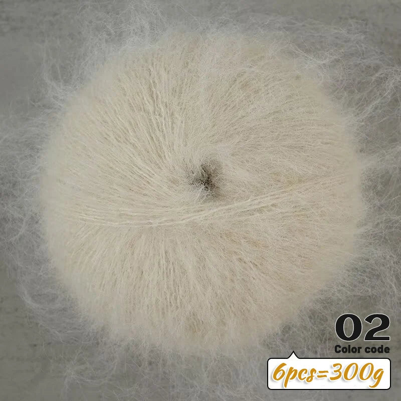 Fil de Mohair d'alpaga coloré à cheveux longs de 300 g, matériel de bricolage fait à la main, aiguilles à tricoter, pull pour femme, manteau, boule de fil de châle, 1 pièce = 6 pièces = 300 grammes