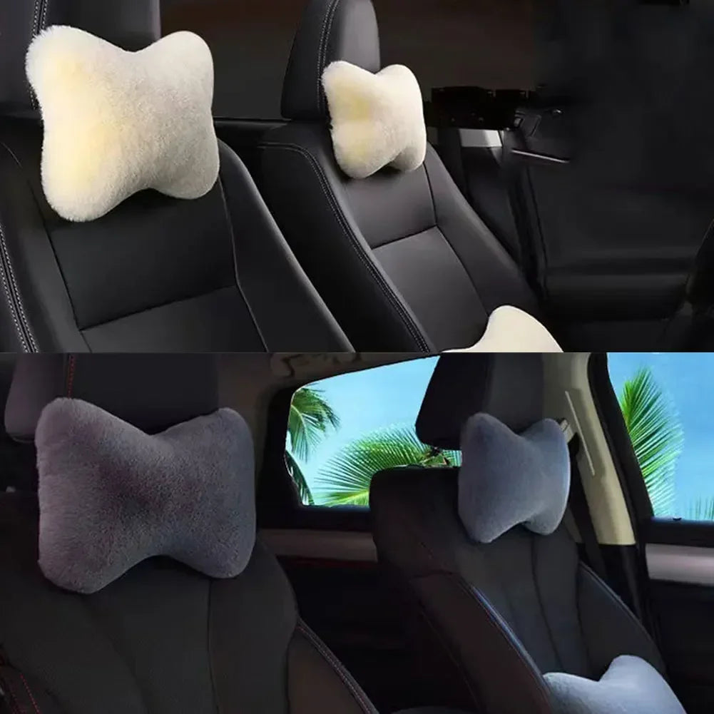 Appui-tête de cou de voiture d'hiver, oreiller doux pour siège de voiture, oreiller respirant en peluche, Support de tête et de cou, oreiller de sommeil, accessoires de voiture