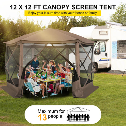 Maison d'écran de tente de belvédère escamotable pour le camping, pièce d'écran de 12x12 avec le toit parfait, belvédère d'écran extérieur avec le filet