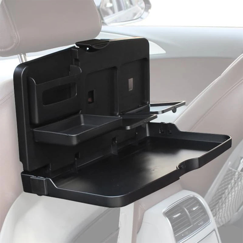Table pliable pour siège arrière de voiture, plateau de repas multifonctionnel pour voyage en voiture avec porte-gobelet et poche de rangement, organisateur pour dossier de siège de voiture