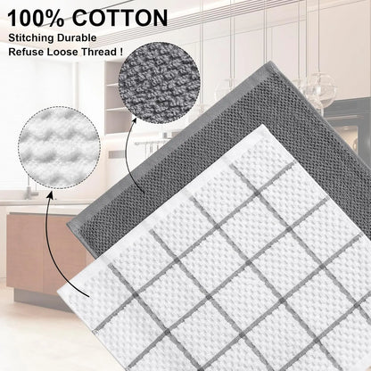 Ensemble de 12 torchons et chiffons de cuisine en coton, doux et absorbants, 16x25 pouces et 13x13 pouces pour la maison